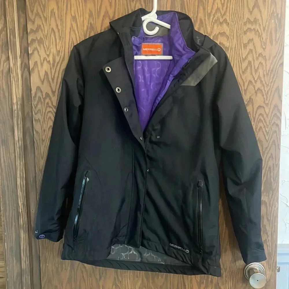 Merrell Womens Opti-Shell Opti-Warm 3-in-1 System Jacket Black Purple Small